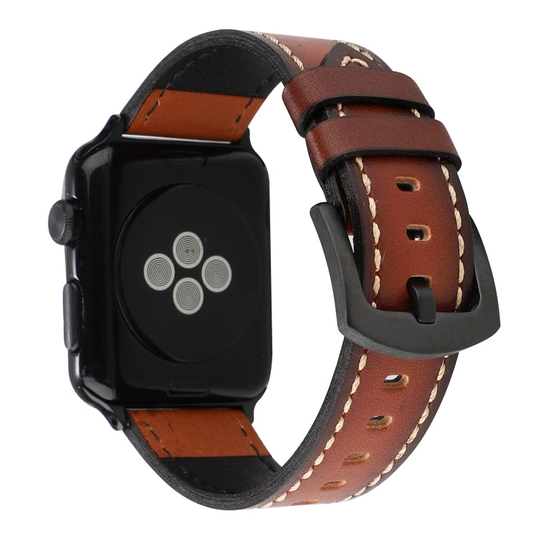 Retro Head-layer Cowhide Genuine Leather Watch Band For Apple Watch Ultra 49mm&Watch Ultra 2 49mm / Series 9&8&7 45mm / SE 3&SE 2&6&SE&5&4 44mm / 3&2&1 42mm(Dark Brown) by bashfashion