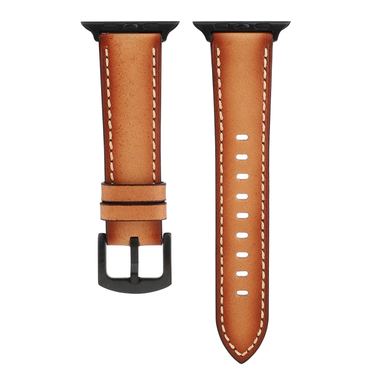 Retro Head-layer Cowhide Genuine Leather Watch Band For Apple Watch Ultra 49mm&Watch Ultra 2 49mm / Series 9&8&7 45mm / SE 3&SE 2&6&SE&5&4 44mm / 3&2&1 42mm(Light Brown) by bashfashion