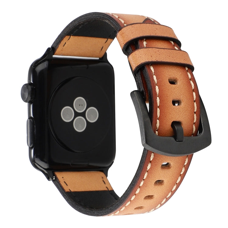 Retro Head-layer Cowhide Genuine Leather Watch Band For Apple Watch Ultra 49mm&Watch Ultra 2 49mm / Series 9&8&7 45mm / SE 3&SE 2&6&SE&5&4 44mm / 3&2&1 42mm(Light Brown) by bashfashion