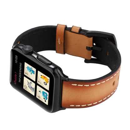 Retro Head-layer Cowhide Genuine Leather Watch Band For Apple Watch Ultra 49mm&Watch Ultra 2 49mm / Series 9&8&7 45mm / SE 3&SE 2&6&SE&5&4 44mm / 3&2&1 42mm(Light Brown) by bashfashion