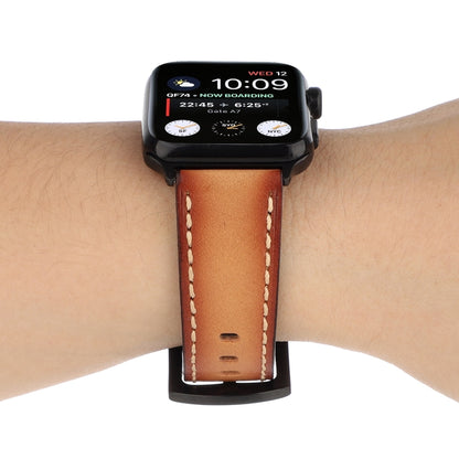 Retro Head-layer Cowhide Genuine Leather Watch Band For Apple Watch Ultra 49mm&Watch Ultra 2 49mm / Series 9&8&7 45mm / SE 3&SE 2&6&SE&5&4 44mm / 3&2&1 42mm(Light Brown) by bashfashion