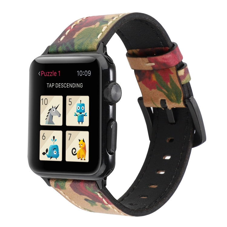 Retro Head-layer Cowhide Genuine Leather Watch Band For Apple Watch Series 9&8&7 41mm / SE 3&SE 2&6&SE&5&4 40mm / 3&2&1 38mm(Green) by bashfashion
