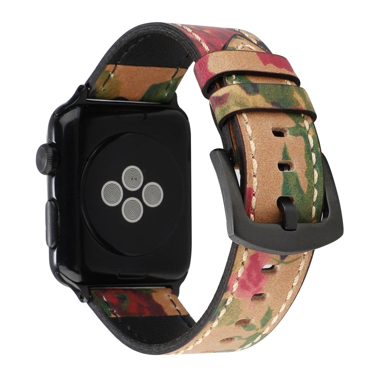Retro Head-layer Cowhide Genuine Leather Watch Band For Apple Watch Series 9&8&7 41mm / SE 3&SE 2&6&SE&5&4 40mm / 3&2&1 38mm(Green) by bashfashion