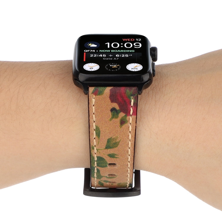 Retro Head-layer Cowhide Genuine Leather Watch Band For Apple Watch Series 9&8&7 41mm / SE 3&SE 2&6&SE&5&4 40mm / 3&2&1 38mm(Green) by bashfashion
