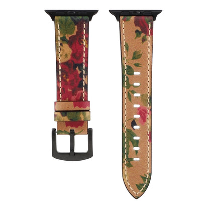 Retro Head-layer Cowhide Genuine Leather Watch Band For Apple Watch Series 9&8&7 41mm / SE 3&SE 2&6&SE&5&4 40mm / 3&2&1 38mm(Green) by bashfashion
