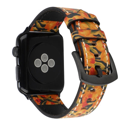 Retro Head-layer Cowhide Genuine Leather Watch Band For Apple Watch Series 9&8&7 41mm / SE 3&SE 2&6&SE&5&4 40mm / 3&2&1 38mm(Orange) by bashfashion