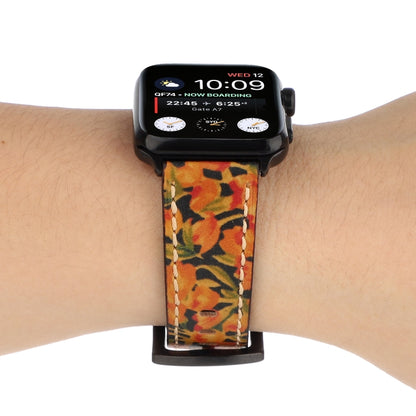 Retro Head-layer Cowhide Genuine Leather Watch Band For Apple Watch Series 9&8&7 41mm / SE 3&SE 2&6&SE&5&4 40mm / 3&2&1 38mm(Orange) by bashfashion