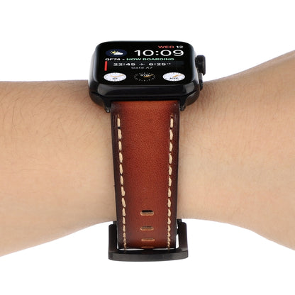 Retro Head-layer Cowhide Genuine Leather Watch Band For Apple Watch Series 7 41mm / 6 & SE & 5 & 4 40mm / 3 & 2 & 1 38mm(Dark Brown) by bashfashion