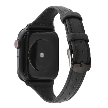 For Apple Watch Series 7 41mm / 6 & SE & 5 & 4 40mm / 3 & 2 & 1 38mm Crazy Horse Texture Genuine Leather Strap(Black) by bashfashion
