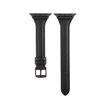For Apple Watch Series 7 41mm / 6 & SE & 5 & 4 40mm / 3 & 2 & 1 38mm Crazy Horse Texture Genuine Leather Strap(Black) by bashfashion