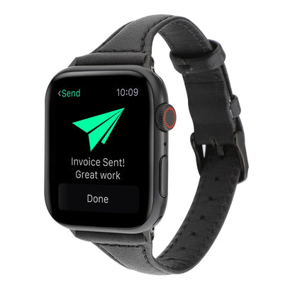 For Apple Watch Series 7 41mm / 6 & SE & 5 & 4 40mm / 3 & 2 & 1 38mm Crazy Horse Texture Genuine Leather Strap(Black) by bashfashion