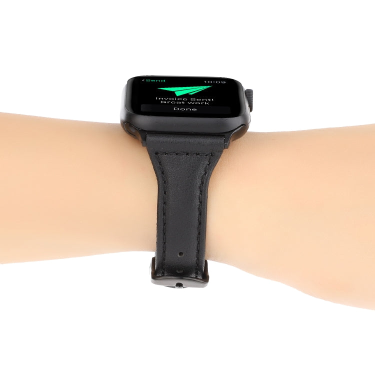 For Apple Watch Series 7 41mm / 6 & SE & 5 & 4 40mm / 3 & 2 & 1 38mm Crazy Horse Texture Genuine Leather Strap(Black) by bashfashion