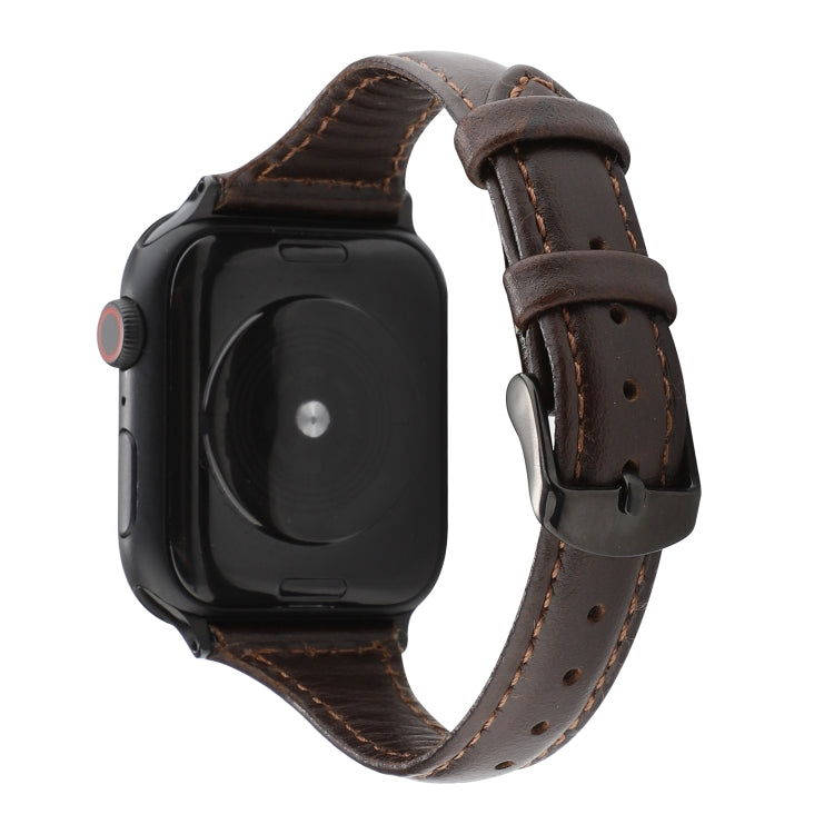 For Apple Watch Series 9&8&7 41mm / SE 3&SE 2&6&SE&5&4 40mm / 3&2&1 38mm Crazy Horse Texture Genuine Leather Strap(Coffee) by bashfashion