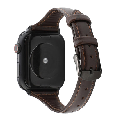 For Apple Watch Series 9&8&7 41mm / SE 3&SE 2&6&SE&5&4 40mm / 3&2&1 38mm Crazy Horse Texture Genuine Leather Strap(Coffee) by bashfashion