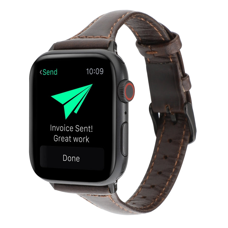 For Apple Watch Series 9&8&7 41mm / SE 3&SE 2&6&SE&5&4 40mm / 3&2&1 38mm Crazy Horse Texture Genuine Leather Strap(Coffee) by bashfashion