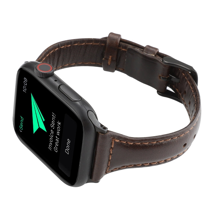 For Apple Watch Series 9&8&7 41mm / SE 3&SE 2&6&SE&5&4 40mm / 3&2&1 38mm Crazy Horse Texture Genuine Leather Strap(Coffee) by bashfashion
