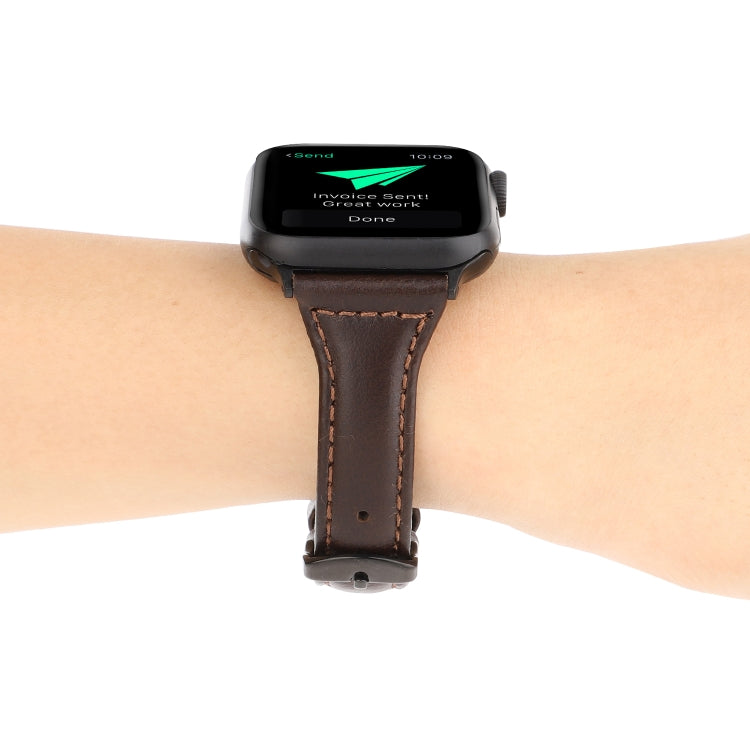 For Apple Watch Series 9&8&7 41mm / SE 3&SE 2&6&SE&5&4 40mm / 3&2&1 38mm Crazy Horse Texture Genuine Leather Strap(Coffee) by bashfashion