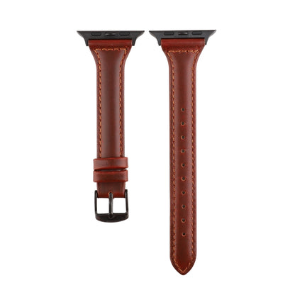 For Apple Watch Ultra 49mm&Watch Ultra 2 49mm / Series 9&8&7 45mm / SE 3&SE 2&6&SE&5&4 44mm / 3&2&1 42mm Crazy Horse Texture Genuine Leather Strap(Red Brown) by bashfashion