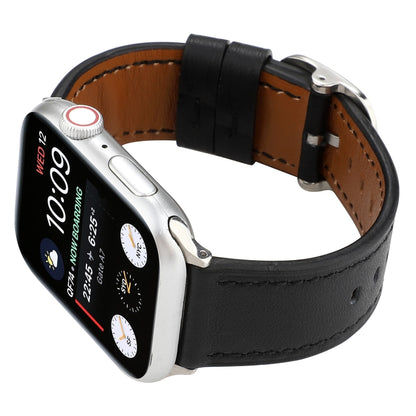 For Apple Watch Series 7 41mm / 6 & SE & 5 & 4 40mm / 3 & 2 & 1 38mm Modern Style Buckle Genuine Leather Strap(Black) by bashfashion