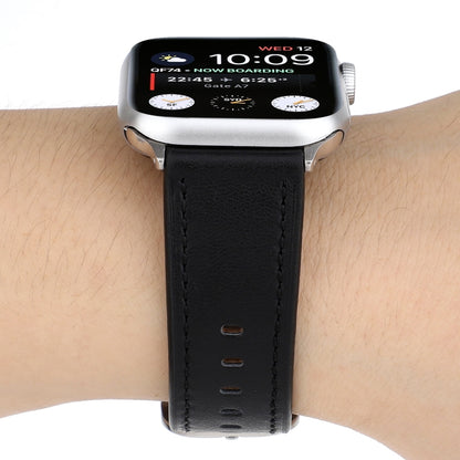 For Apple Watch Series 7 41mm / 6 & SE & 5 & 4 40mm / 3 & 2 & 1 38mm Modern Style Buckle Genuine Leather Strap(Black) by bashfashion