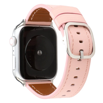 For Apple Watch Series 7 45mm / 6 & SE & 5 & 4 44mm / 3 & 2 & 1 42mm Modern Style Buckle Genuine Leather Strap(Pink) by bashfashion