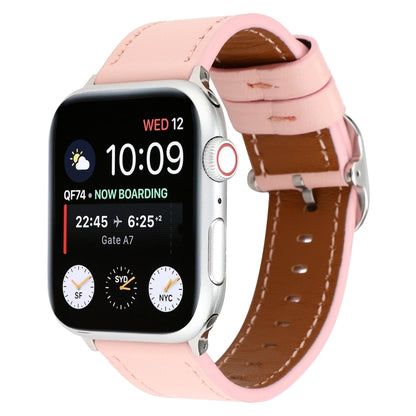 For Apple Watch Series 7 45mm / 6 & SE & 5 & 4 44mm / 3 & 2 & 1 42mm Modern Style Buckle Genuine Leather Strap(Pink) by bashfashion