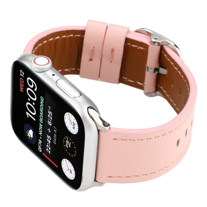 For Apple Watch Series 7 45mm / 6 & SE & 5 & 4 44mm / 3 & 2 & 1 42mm Modern Style Buckle Genuine Leather Strap(Pink) by bashfashion