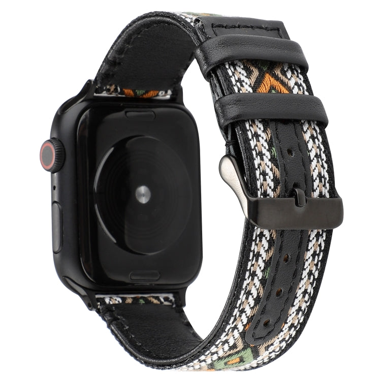 For Apple Watch Series 7 41mm / 6 & SE & 5 & 4 40mm / 3 & 2 & 1 38mm Ethnic Style Genuine Leather Strap(Retro) by bashfashion