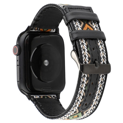 For Apple Watch Series 7 41mm / 6 & SE & 5 & 4 40mm / 3 & 2 & 1 38mm Ethnic Style Genuine Leather Strap(Retro) by bashfashion