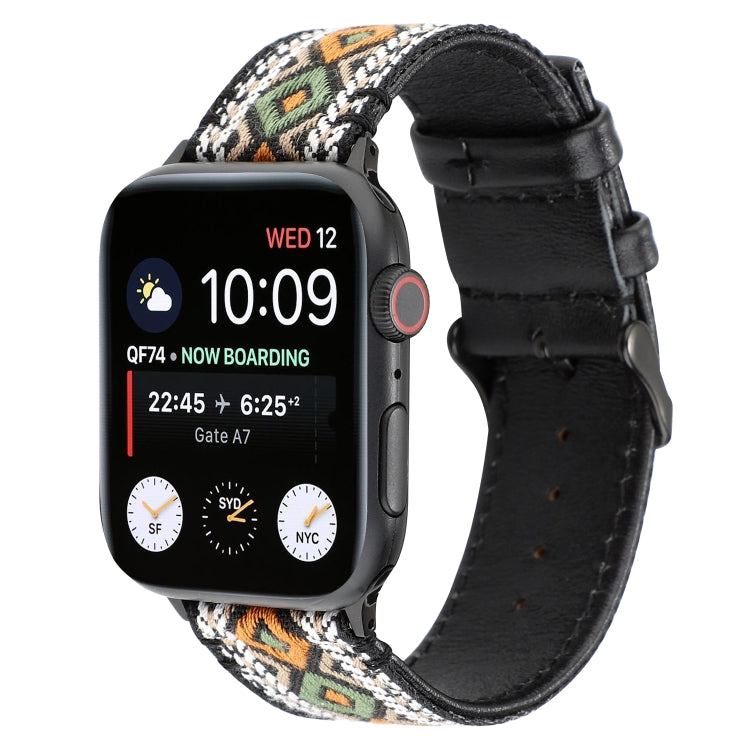 For Apple Watch Series 7 41mm / 6 & SE & 5 & 4 40mm / 3 & 2 & 1 38mm Ethnic Style Genuine Leather Strap(Retro) by bashfashion