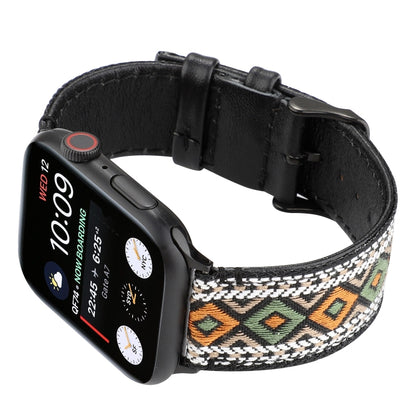 For Apple Watch Series 7 41mm / 6 & SE & 5 & 4 40mm / 3 & 2 & 1 38mm Ethnic Style Genuine Leather Strap(Retro) by bashfashion