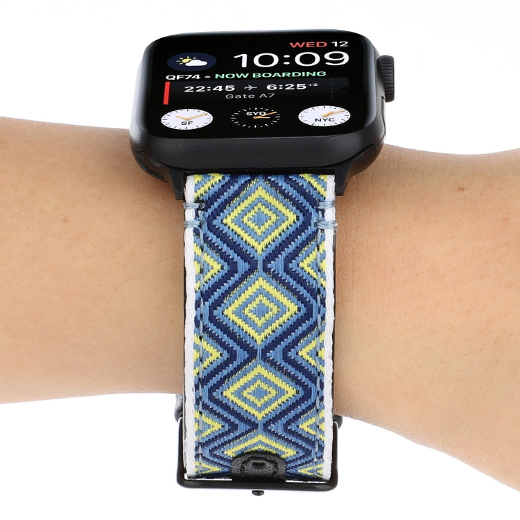 For Apple Watch Series 7 41mm / 6 & SE & 5 & 4 40mm / 3 & 2 & 1 38mm Ethnic Style Genuine Leather Strap(Rural) by bashfashion