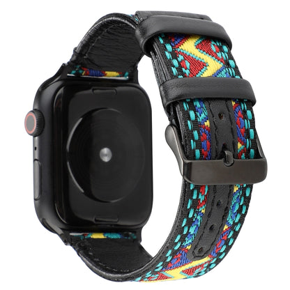 For Apple Watch Series 7 41mm / 6 & SE & 5 & 4 40mm / 3 & 2 & 1 38mm Ethnic Style Genuine Leather Strap(Small Fresh) by bashfashion