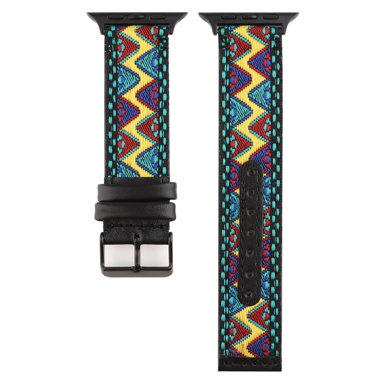 For Apple Watch Series 7 41mm / 6 & SE & 5 & 4 40mm / 3 & 2 & 1 38mm Ethnic Style Genuine Leather Strap(Small Fresh) by bashfashion
