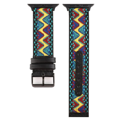 For Apple Watch Series 7 41mm / 6 & SE & 5 & 4 40mm / 3 & 2 & 1 38mm Ethnic Style Genuine Leather Strap(Small Fresh) by bashfashion