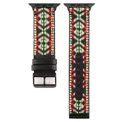 For Apple Watch Series 7 41mm / 6 & SE & 5 & 4 40mm / 3 & 2 & 1 38mm Ethnic Style Genuine Leather Strap(Colorful) by bashfashion