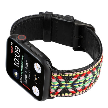 For Apple Watch Series 7 41mm / 6 & SE & 5 & 4 40mm / 3 & 2 & 1 38mm Ethnic Style Genuine Leather Strap(Colorful) by bashfashion
