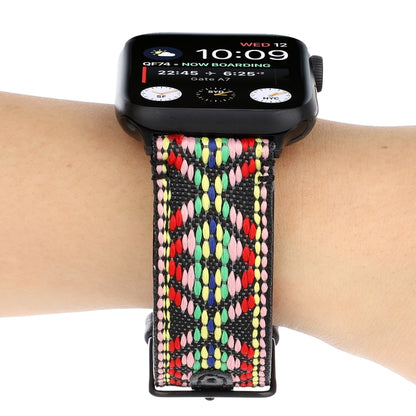 For Apple Watch Series 7 41mm / 6 & SE & 5 & 4 40mm / 3 & 2 & 1 38mm Ethnic Style Genuine Leather Strap(Colorful) by bashfashion