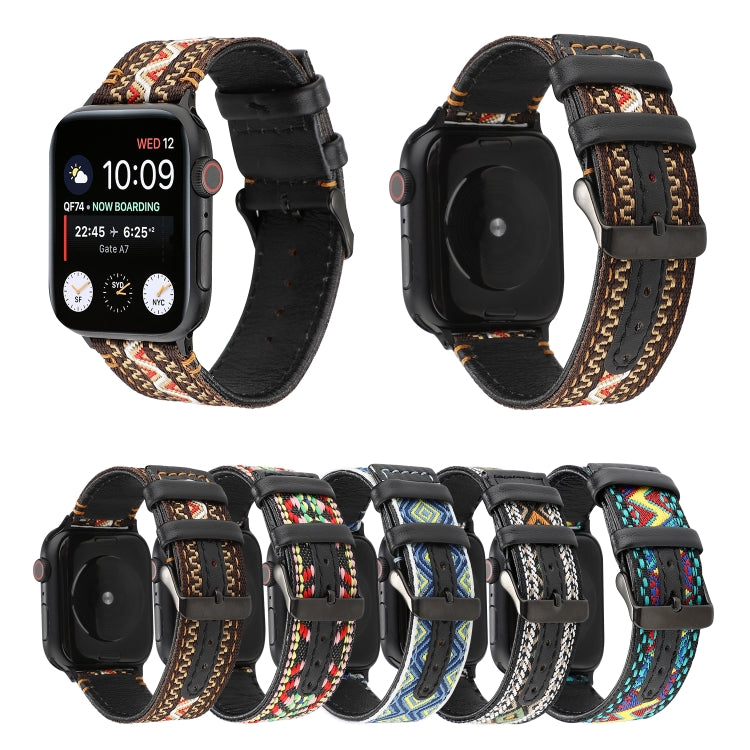 For Apple Watch Series 7 41mm / 6 & SE & 5 & 4 40mm / 3 & 2 & 1 38mm Ethnic Style Genuine Leather Strap(Colorful) by bashfashion