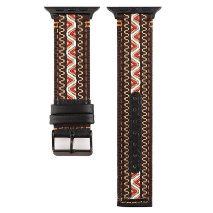 For Apple Watch Series 7 45mm / 6 & SE & 5 & 4 44mm / 3 & 2 & 1 42mm Ethnic Style Genuine Leather Strap(Bohemia) by bashfashion