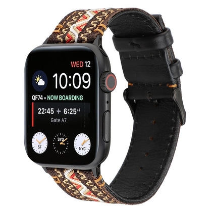 For Apple Watch Series 7 45mm / 6 & SE & 5 & 4 44mm / 3 & 2 & 1 42mm Ethnic Style Genuine Leather Strap(Bohemia) by bashfashion