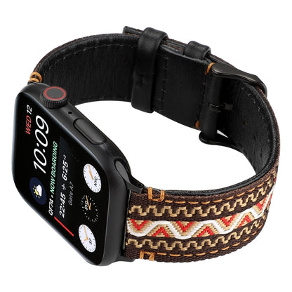 For Apple Watch Series 7 45mm / 6 & SE & 5 & 4 44mm / 3 & 2 & 1 42mm Ethnic Style Genuine Leather Strap(Bohemia) by bashfashion