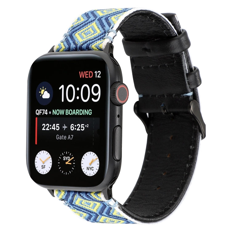 For Apple Watch Series 7 45mm / 6 & SE & 5 & 4 44mm / 3 & 2 & 1 42mm Ethnic Style Genuine Leather Strap(Rural) by bashfashion