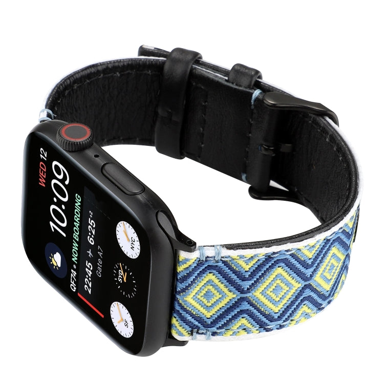 For Apple Watch Series 7 45mm / 6 & SE & 5 & 4 44mm / 3 & 2 & 1 42mm Ethnic Style Genuine Leather Strap(Rural) by bashfashion