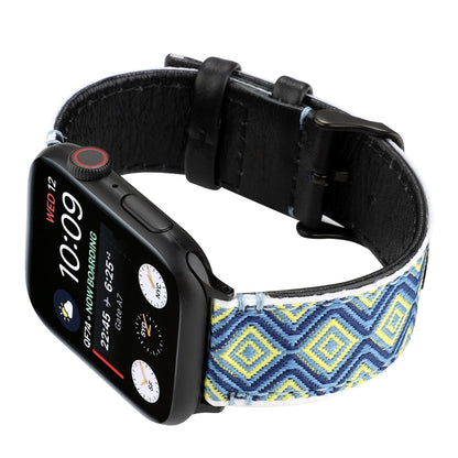 For Apple Watch Series 7 45mm / 6 & SE & 5 & 4 44mm / 3 & 2 & 1 42mm Ethnic Style Genuine Leather Strap(Rural) by bashfashion