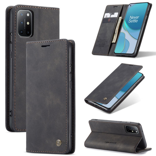 For OnePlus 8T CaseMe-013 Multifunctional Retro Frosted Horizontal Flip Leather Case with Card Slot & Holder & Wallet(Black) by CaseMe
