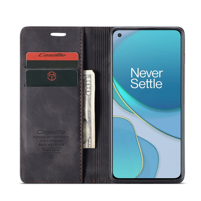For OnePlus 8T CaseMe-013 Multifunctional Retro Frosted Horizontal Flip Leather Case with Card Slot & Holder & Wallet(Black) by CaseMe