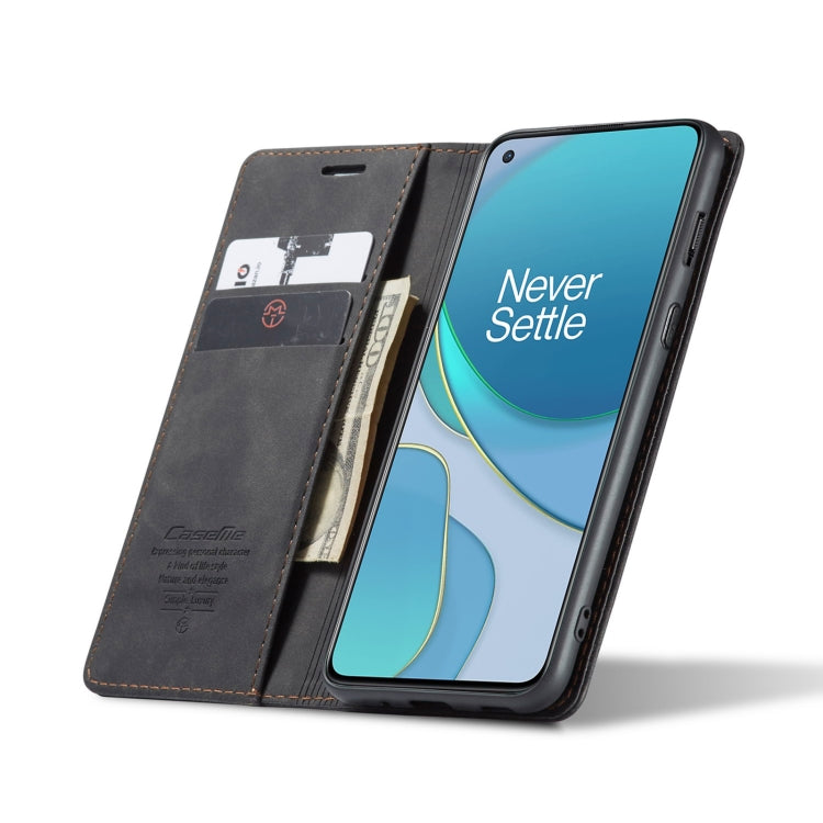 For OnePlus 8T CaseMe-013 Multifunctional Retro Frosted Horizontal Flip Leather Case with Card Slot & Holder & Wallet(Black) by CaseMe