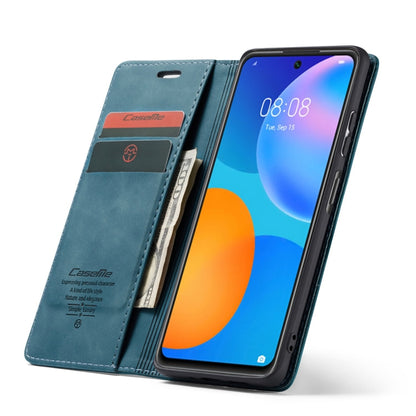 For Huawei P Smart 2021 CaseMe-013 Multifunctional Retro Frosted Horizontal Flip Leather Case with Card Slot & Holder & Wallet(Blue) by CaseMe