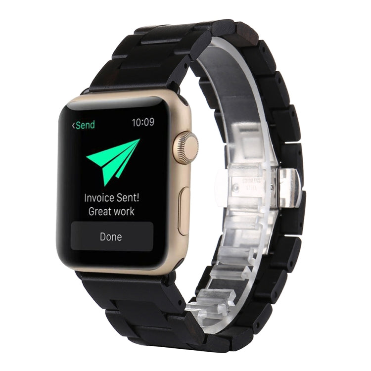 Wooden Watch Band For Apple Watch Series 7 41mm / 6 & SE & 5 & 4 40mm / 3 & 2 & 1 38mm(Black) by bashfashion